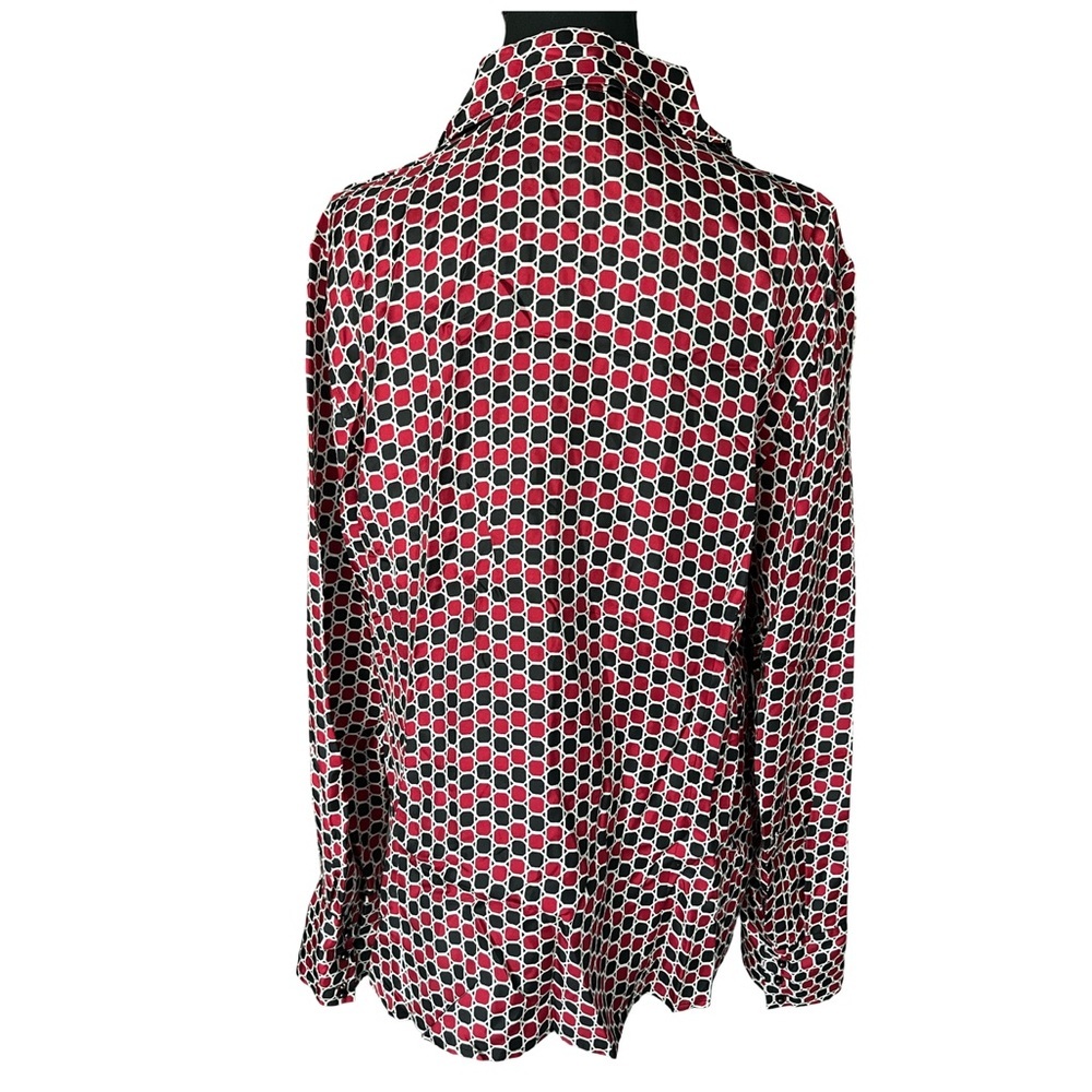 Ann Taylor Red and Black Geometric Blouse - Picture 3 of 4